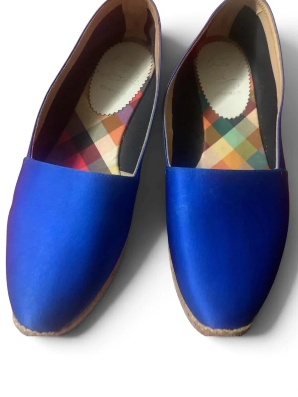 Christian Louboutin Blue Satin Espadrille Flats | Size 37